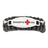Paracord Survival Bracelet | Free Engraving Medical Alert ID Bracelet | Perfect for Runners, Cyclists, Athletes | Outdoor Hiking, Camping | Multiple Size Options | Emergency, Black - Size 8"