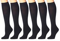 Tipi Toe Women's 6-Pair Diabetic Knee High Socks DB06-BLACK