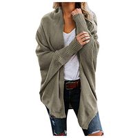 HNTDG Womens Open Front Cardigan Sweaters Shawl Collared Batwing Sleeve Oversized Soft Knit Sweater Cloak Outwear Green
