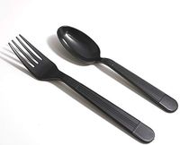 400pcs Black Plastic Silverware, Disposable Plastic Flatware, Plastic Forks and Spoons, Black Plastic Cutlery, 200 Forks and 200 Spoons, Covenient for take-Out and Buffet,Supernal