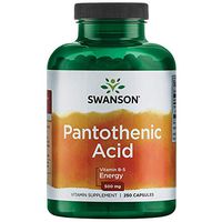 Swanson Pantothenic Acid (Vitamin B-5) Energy Metabolism Nerve Function Support 500 mg 250 Capsules (Caps)