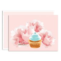 Dolce Thank You Card (1 Folded Note Card + 1 Envelope) - Cupcake | Rungtong & Co. Stationery Line