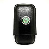 Genuine Leather US Army Cigar Case 3-Finger with 3 Cigar Holders - Pocket-Sized Cigar Case for Travel, Gifts for Men by Cigar Cutters by Jim (Black)