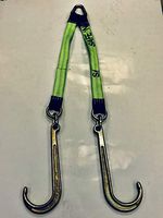 Safe 'n Secure Towing V Bridle in 2 inch Webbing or 3 inch Reinforced Webbing and RTJ or J Hook Options (High Viz Green, 2 inch x 24 inch with 15 inch Forged J Hook)