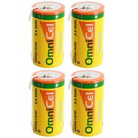 4x OmniCel ER34615HD/T 3.6V D LithiumThionyl Chloride Battery w/ Tabs For Smoke Alarms, Carbon Monoxide Detectors, Intrusion Sensors, Invisible Fencing, Emergency Backup, Data Collection, AMR Add-ons