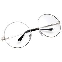 grinderPUNCH - Non-Prescription Round Circle Frame Clear Lens Glasses Medium Silver