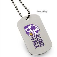Allergic to Milk Medical Alert ID Dog Tag