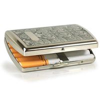 Jinfengtongxun Cigarette Box, New Pure Copper Cigarette Case, One-Piece Craft Carving Cigarette Holder Cigarette Box, Can Hold 12 Cigarettes (Color : Yellow, Size : 8.65.81.9cm)