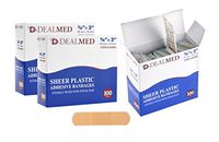 Dealmed Sheer Plastic Flexible Adhesive Bandages, Sterile with Non-Stick Pad, 3" x 3/4", 100 Count (3 Pack)