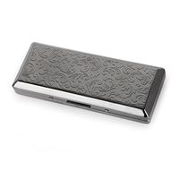 Pure Copper Embossed Arabesque Metal Cigarette Case Holds 10 Cigarettes for 100's Cigarettes (Black Nickel)