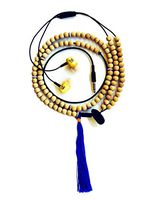 Organic Affinity Omphones Positive Energy Mala Earbud Headphones Sandalwood and Metal Mala Bead - Smartphone Compatible - Comes With Storage Pouch - Volume/Stop/Start Control Functions on Wire