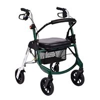 Walkers for Seniors with Seat Rollator Walker with Dual Brakes Adjustable Height & 4 Wheels Folding Aluminium Walking Mobility Aid for Elderly Rolling Walkers