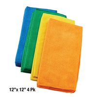 100% Polyester Microfiber 12-inch x 12-inch Multi Purpose Kitchen Dish Towel, Gentle Cleaning Wash Cloth, 4-Pack