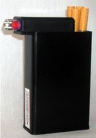 Cigarette Case with Built on Lighter Holder Black