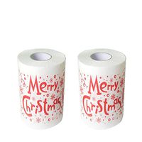 Hongxin Hygienic Roll Paper,2PC Christmas Pattern Printed Interesting Toilet Paper Table Kitchen Paper (A, About 10×10 cm)