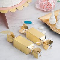 Efavormart 25 Pack Candy Shape Gold Party Favor Boxes with Satin Ribbons Card Stock Gift Boxes