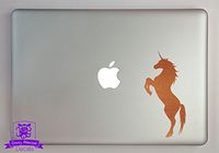 Overly Attached Decals Rearing Unicorn Vinyl Decal Sized to Fit A 13" Laptop - Copper Metallic