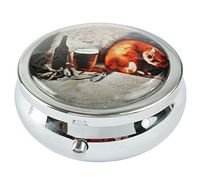 Halulu Cat Custom Fashion Round Glass Pill Case 2.1 Inch Tablet Holder Storage Bag Wallet