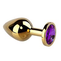 Taidu Crystal Rhinestone Gold Stainless Steel Medium Size P'lug-Toys (Purple)