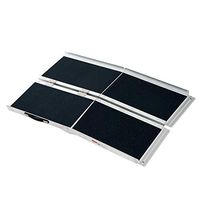 48Inches Aluminum Foldable Wheelchair Ramp Silver Black Portable Stair with Side Wall and Handle with Ebook