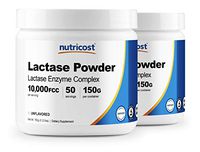 Nutricost High Quality Lactase Enzyme Powder 150G - Lactase Enzyme Complex (2 Bottles) - 10,000FCC Per Serving, Non GMO, Gluten Free
