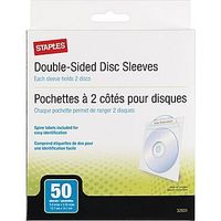 Staples CD/DVD Envelope Sleeves, 50/Pack