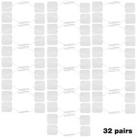 32 Pairs Small Tens Unit Pads Patches 2" x 2" Replacement Rectangular Electrodes Electro Pads for TENS Therapy Universally Compatible with Most TENS Machine Models Reusable Premium Quality