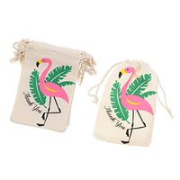 10pcs Flamingo Cotton Gifts Bags Pouches Wedding Party Gift Jewellery Candy Bags Thank you Bags