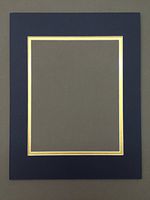 22x28 Navy Blue and Gold Double Picture Mats or Photography Matting Bevel Cut for 16x20 Pictures