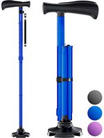 HoneyBull Walking Cane for Men & Women | Free Standing, Foldable, Pivot Tip [Blue]