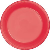 Creative Converting 28314611 Touch of Color Plastic Lunch Plates Party Supplies, 7", Coral