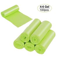LESNIC 4-6 Gallon Trash Bags Recyclable & Degradable, 100 Counts Small Trash Bags Biodegradable Garbage Bags Thicken Strong Rubbish Bags Wastebasket Liners for Kitchen Bathroom Office Car (Green)