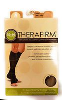 Therafirm Open-Toe Knee High Stockings - 30-40mmHg Firm Compression Support Nylons (Sand, Small)