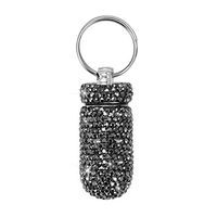 Portable Pill Case Pill Container Waterproof Pill Holder with Keychain Bling Pill Box Medicine Dispenser Bottle Storage for Outdoor Camping Travel (Grey)