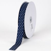 BBCrafts Navy with White Dots Grosgrain Ribbon Swiss Dot 3/8 inch 50 Yards