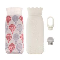 Hot Water Bottle, Iteryn Silicone Heating Bag Microwave Hand Warmer With Knit Cover - Warmer Pad For Hot Compress Cool Therapy, Gift for Birthday Thanksgiving Christmas Valentine's Day - 17.6 OZ White