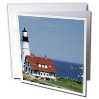 3dRose Portland Head Lighthouse, Cape Elizabeth ME - US20 KRS0005 - Keith and Rebecca Snell - Greeting Cards, 6 x 6 inches, set of 6 (gc_90738_1)