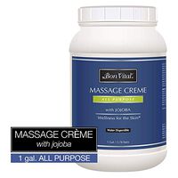 Bon Vital' All Purpose Massage Creme for Massage Therapists & At-Home Massages, Dual Use Massage Cream for Deep Tissue to High Glide Techniques, Improves Skin Tone & Texture, 1 Gallon Jar
