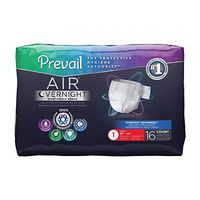 Prevail Air Overnight Adult Brief Tab Closure Size 1 Disposable Heavy Absorbency, NGX-012 - Bag of 16