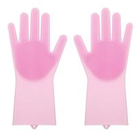 Magic SakSak Silicone Cleaning Brush Scrubber Gloves Heat Resistant, Great for Dish wash, Cleaning, Pet hair care