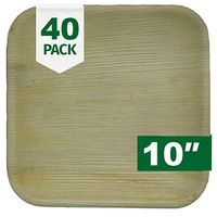Palm Naki Square Palm Leaf Plates - Disposable Dinnerware Set, Compostable and Biodegradable Dinner Plates - Palm Leaves Wood Plates, - 40 Count 10 inch Square Plates
