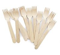200 Disposable Wooden Forks | Eco Friendly & Biodegradable, Compostable, 100% Natural Birchwood Cutlery (200-Pack Forks) by BloominGoods