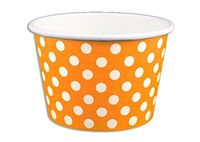 Black Cat Avenue Paper Ice Cream Cups, Polka Dot, Orange, 12 Ounce, 50 Count