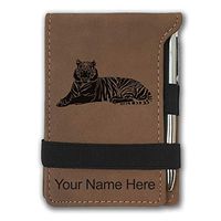 Mini Notepad, Tiger, Personalized Engraving Included (Dark Brown)