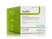RiteFix Non-Woven Dressing Retention Tape - 6" x 11 yds - with Easy Release S-Curve Liner for Convenient Application, Moisture and Air Permeable, Hypoallergenic Adhesive, Non Sterile, Latex Free