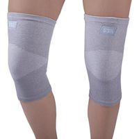 Athletec Sport Bamboo Charcoal Knee Compression Sleeve for Knee Pain, Joint Pain, Arthritis Relief, Meniscus Tear and Support for Running, Walking, Workout, Recovery - Size Large in Grey (Pair)