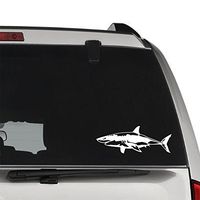 Great White Shark Fish Permanent Vinyl Decal Sticker for Laptop Tablet Helmet Windows Wall Decor Car Truck Motorcycle - Size (10 Inch / 25 cm Wide) - Color (Gloss White)