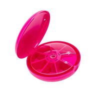 KingWo Portable Rotating 7 Day Weekly Pill Organizer Travel Medicine Tablet Holder Storage Case Box Dispenser, Cute Fruit Style, (Hot Pink)