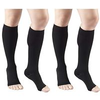 Truform Compression 20-30 mmHg Knee High Open Toe Stockings Black, Medium, 2 Count