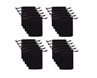 Tesco store Pack of 20pcs 4" X 5" Velvet Drawstring Cloth Jewelry/Gift/Headphones Bag/Pouches (Black)
